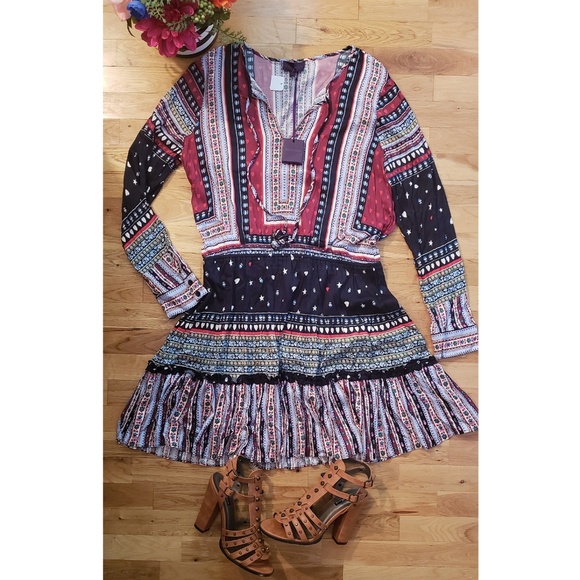 🆕️NWT HALE BOB TALORA SATIN TIERED DRESS S Large - Picture 4 of 5